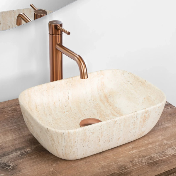 Раковина накладная REA Belinda mini Travertine mat 36x25x11,5 имитация камня (REA-U4700) Раковина накладная REA Belinda mini Travertine mat 36x25x11,5 имитация камня (REA-U4700)