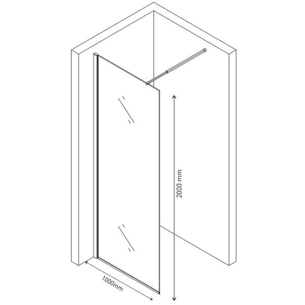 Душевая перегородка Berges Sky Black 1000*2000 стекло прозрачное, профиль черный матовый (64010)