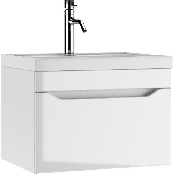 Тумба подвесная под умывальник Bazis 60 Ева с одним ящиком В1 Айсберг Домино (DA5901T)