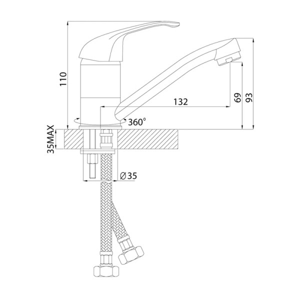 Смеситель для раковины Rossinka хром (A35-22) Смеситель для раковины Rossinka хром (A35-22)