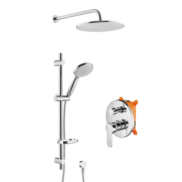 Смеситель для душа встраиваемый Swedbe Platta (с монтажным боксом) и верхним душем хром (5536)