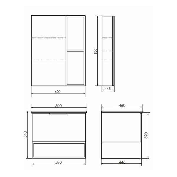 Тумба подвесная с раковиной Comforty Франкфурт 600x460x560 дуб светлый (00-00004332)