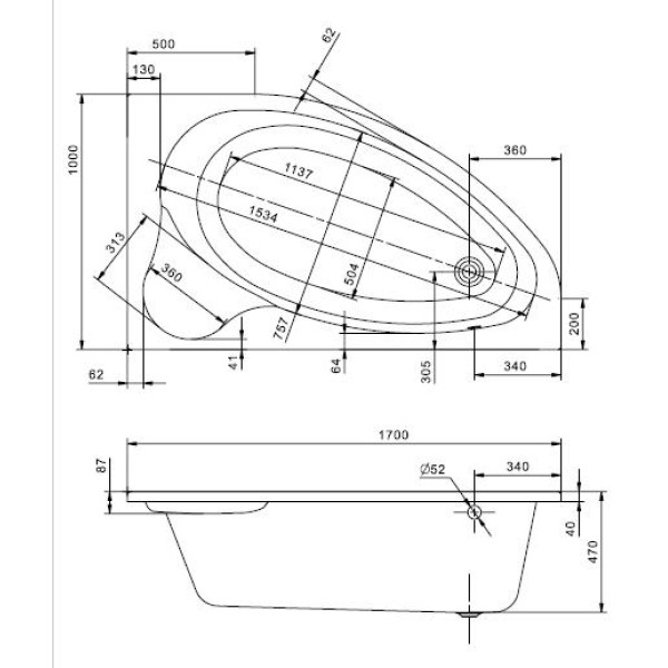 Ванна акриловая Santek Edera 170*100 R (1WH501663)