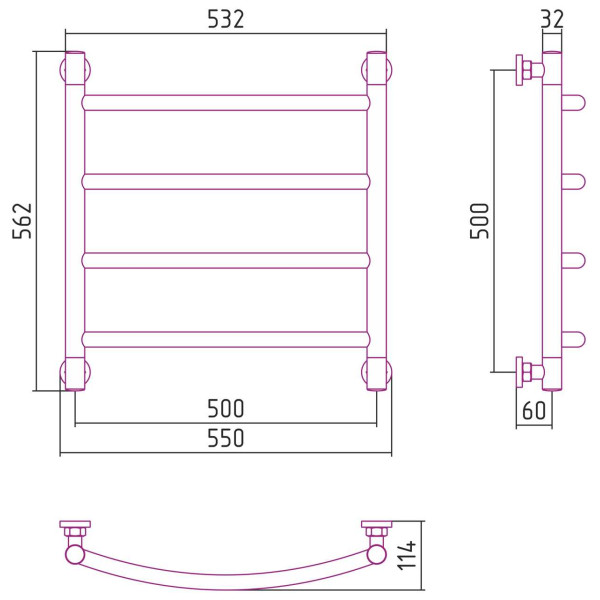 Полотенцесушитель водяной Сунержа Галант+ 500х500 золотой (03-0200-5050)