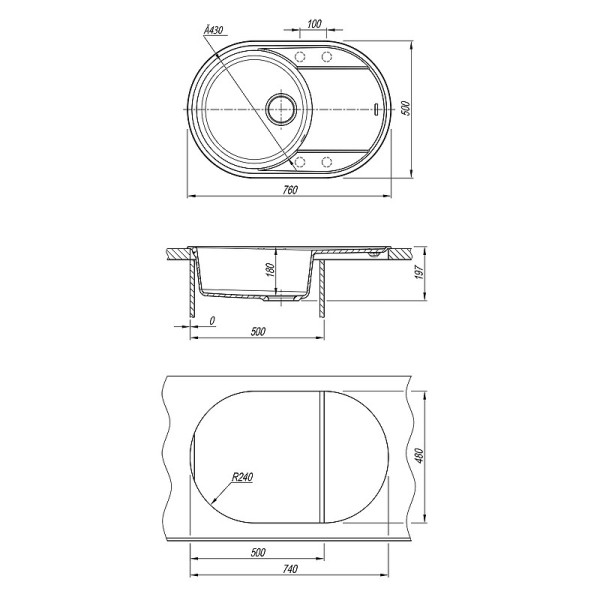 Мойка для кухни врезная Lemark Lacha 760 760x500 грей (9910057) Мойка для кухни врезная Lemark Lacha 760 760x500 грей (9910057)