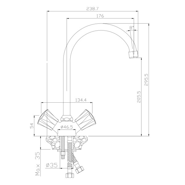 Смеситель для кухни Wesnaart Kamila хром (KAM16-110-23430)