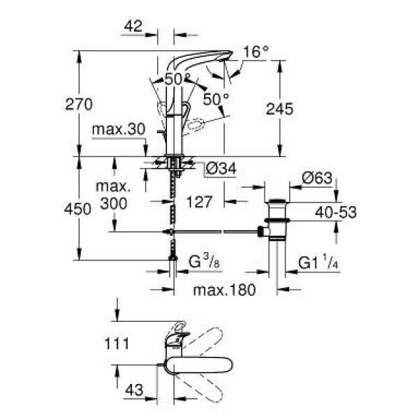 Смеситель для раковины Grohe Eurostyle 2015 (23569003)