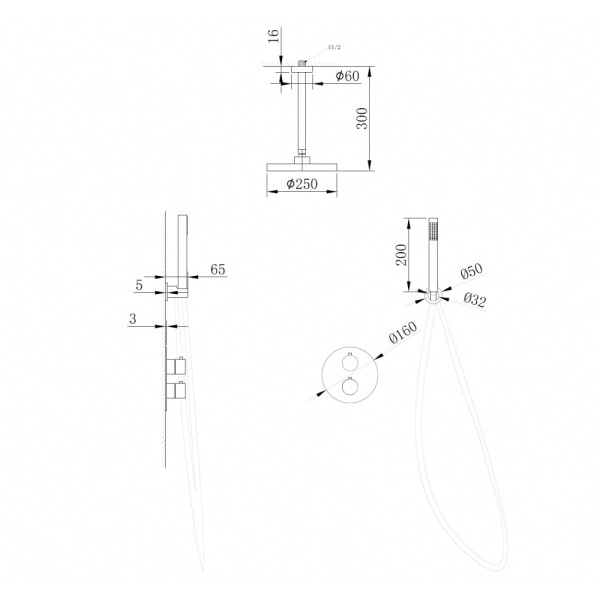 Душевая система Abber Wasser Kreis  золото матовое (AF8121G)