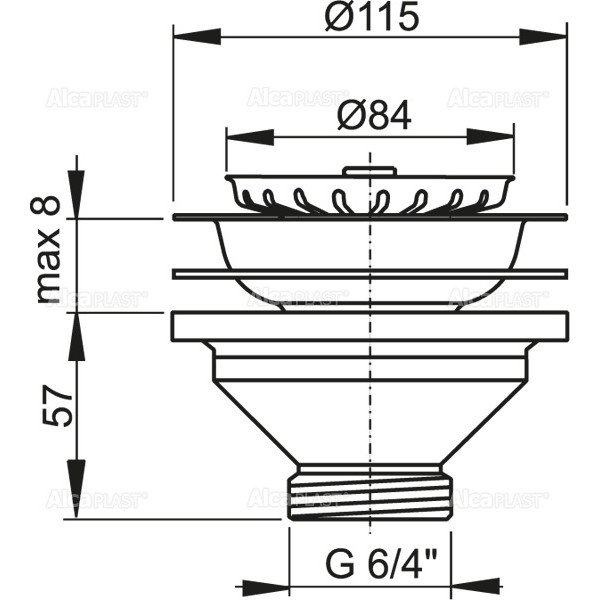 Выпуск для мойки AlcaPlast 1 1/2"х115 мм. (A37)