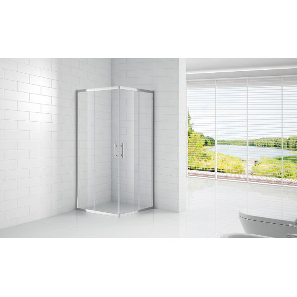 Душевой уголок Cezares Eco 100x100x190 стекло прозрачное, профиль хром (ECO-O-A-2-100-C-Cr)