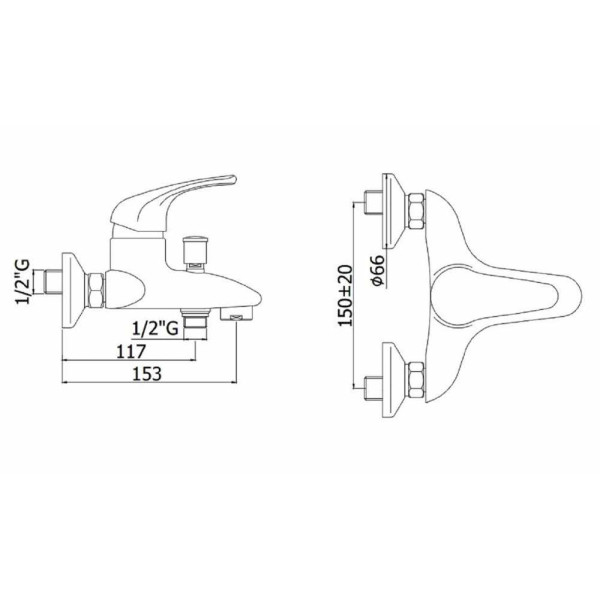Смеситель для ванны и душа Paffoni Nettuno Due хром (ND022CR)