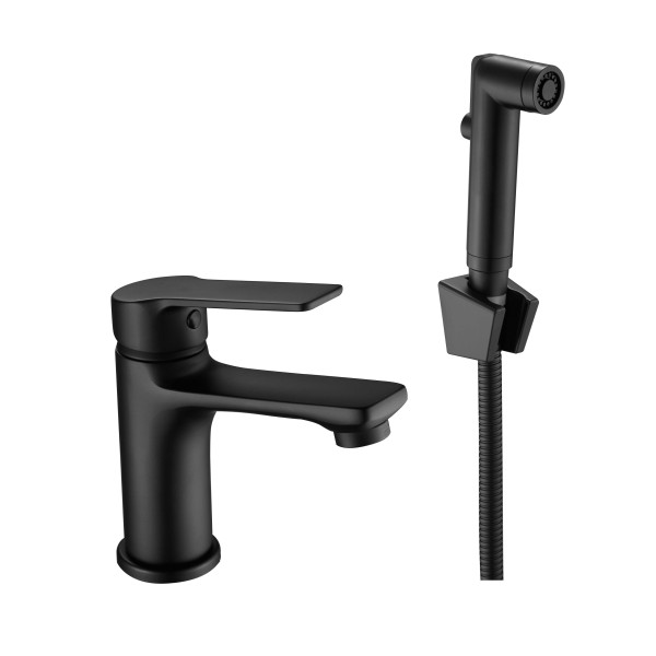 Смеситель для раковины Esko с гигиеническим душем Moscow черный (SB 27H)