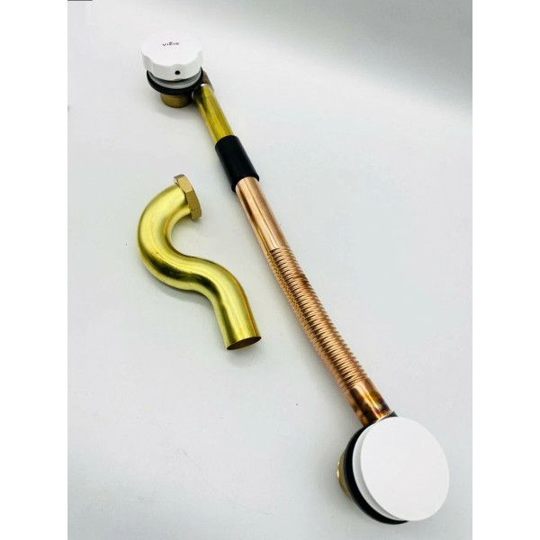 Обвязка для ванны автоматическая 1 1/2"*40 мм. Click-Clack Vieir (медно-латунная, белый) (VRQ31YF)