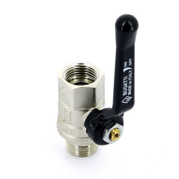 Кран Bugatti 1/2" ВН шаровый New Jersey 915 (черная ручка) (09150003)