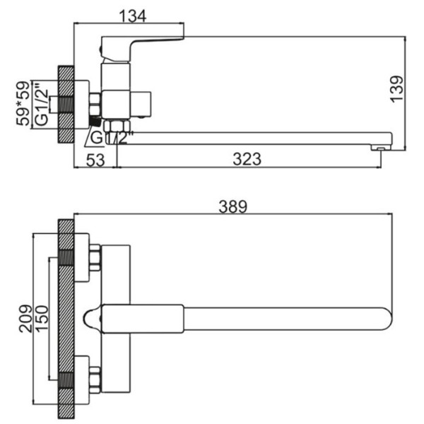 Смеситель для ванны и душа Ledeme золотой (L2273G)