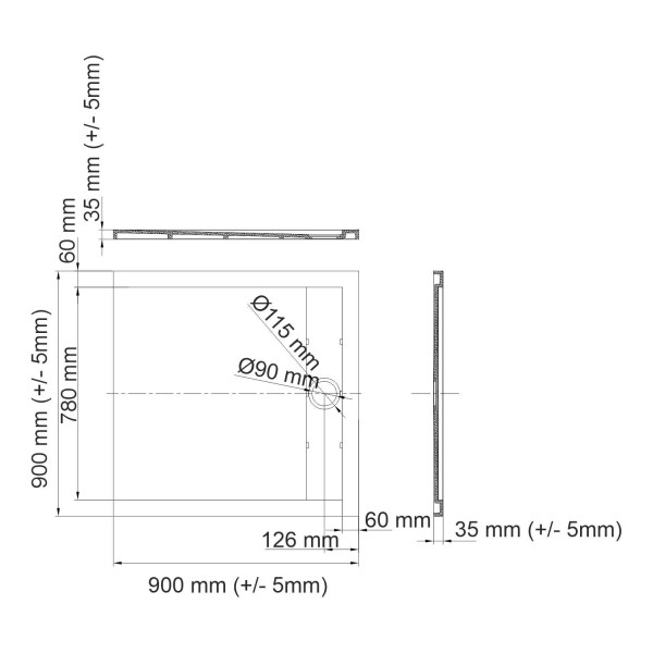 Душевой поддон Wasser Kraft Wiese 90x90 (84T03)