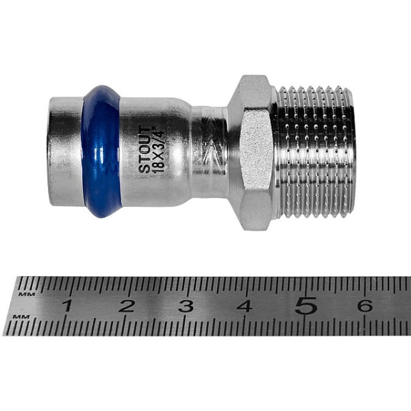 Переход 18х3/4"Н Stout SSS-2021 ВПр-НР (нерж.ст., пресс) SSS-2021-001834 Переход 18х3/4"Н Stout SSS-2021 ВПр-НР (нерж.ст., пресс) SSS-2021-001834