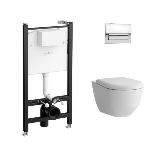 Комплект инсталляция с унитазом и клавишей хром Laufen Pro сиденье с системой микролифт (Z.RU93.0.771.5)