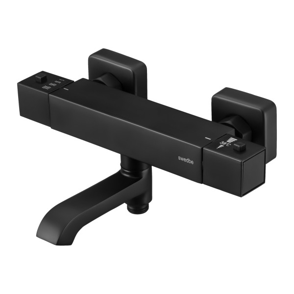 Смеситель для ванны и душа Swedbe Mercury термостат, с повортн.изливом черный (9062B)