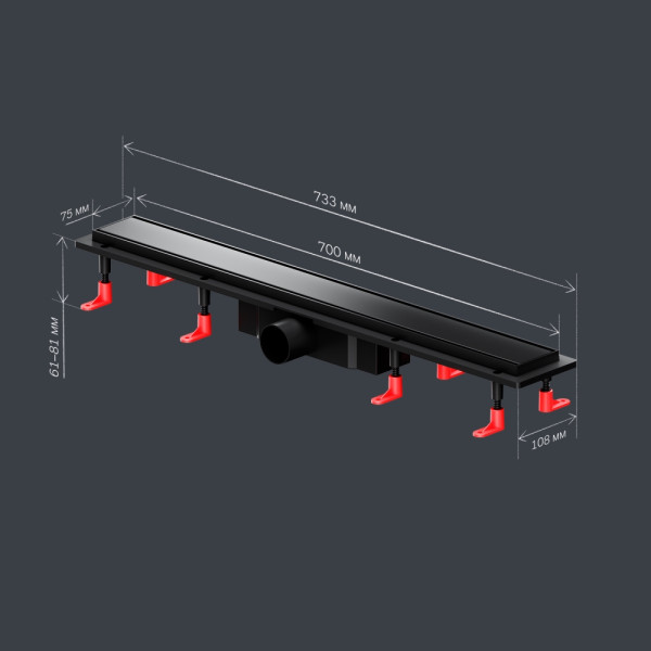 Душевой лоток AM.PM PrimeFlow линейный универс затвор Tile 70 см черн мат (W02SC-U11-070-04BM)