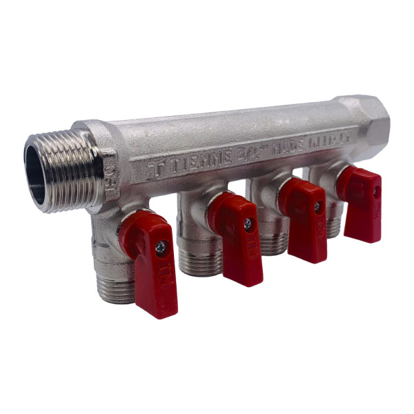 Коллектор с шаровыми кранами Tiemme NINO 4 выхода 3/4*1/2"(16) (никель) (1820049) Коллектор с шаровыми кранами Tiemme NINO 4 выхода 3/4*1/2"(16) (никель) (1820049)