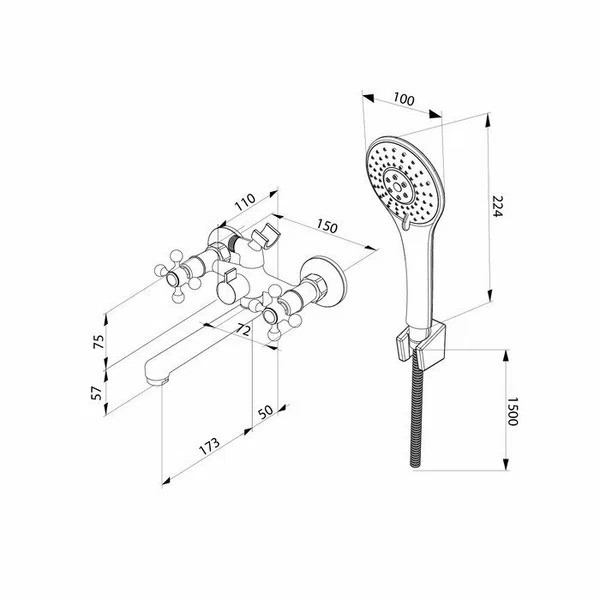 Смеситель для ванны и душа Milardo Duplex с душевым комплектом, хром (DUPSB02M02) Смеситель для ванны и душа Milardo Duplex с душевым комплектом, хром (DUPSB02M02)