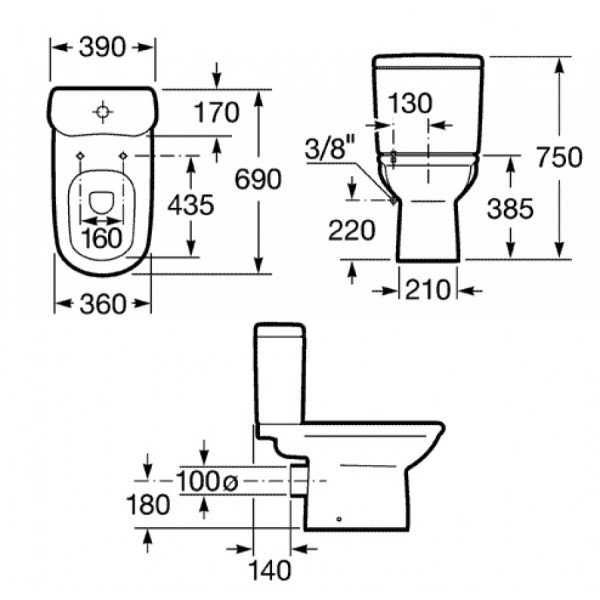 Унитаз напольный чаша Roca Giralda 68x36x38,5 белый (7.3424.6.60.0)