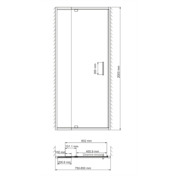 Душевая дверь WasserKRAFT Berkel 48P27 80х200 Душевая дверь WasserKRAFT Berkel 48P27 80х200