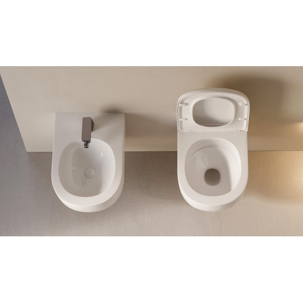 Унитаз подвесной Abber Bequem безободковый, смыв торнадо белый (AC1134T)