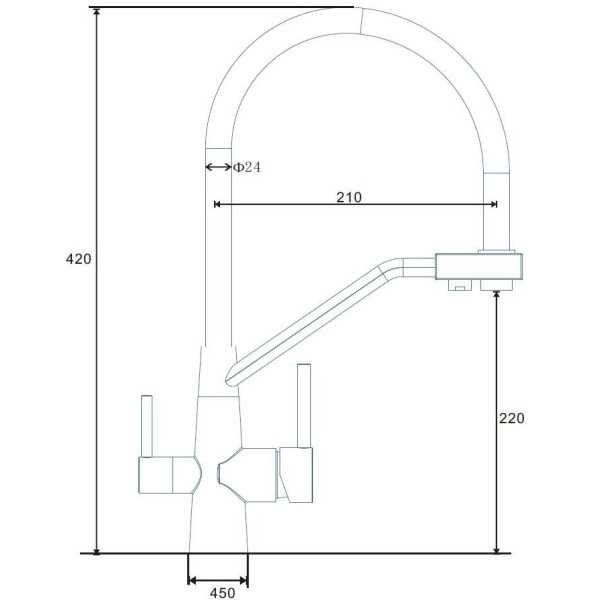 Смеситель для кухни Esko с подключением к фильтру черный (K25 B)