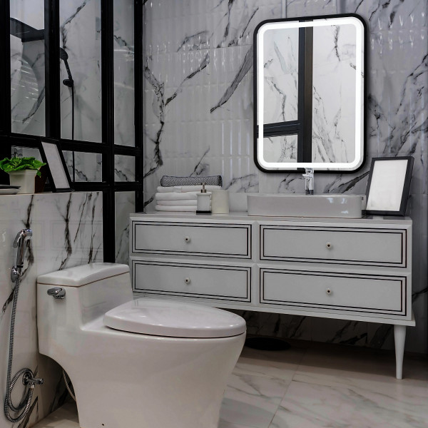 Зеркало Azario Мальта-лофт 600х800 c подсветкой и диммером, сенсор выкл, рама пластик (LED-00002353) Зеркало Azario Мальта-лофт 600х800 c подсветкой и диммером, сенсор выкл, рама пластик (LED-00002353)