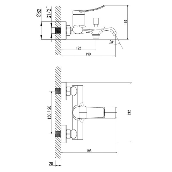 Смеситель для ванны и душа Azario Ability с душевым комплектом черный (AZ-VRY238331PA)