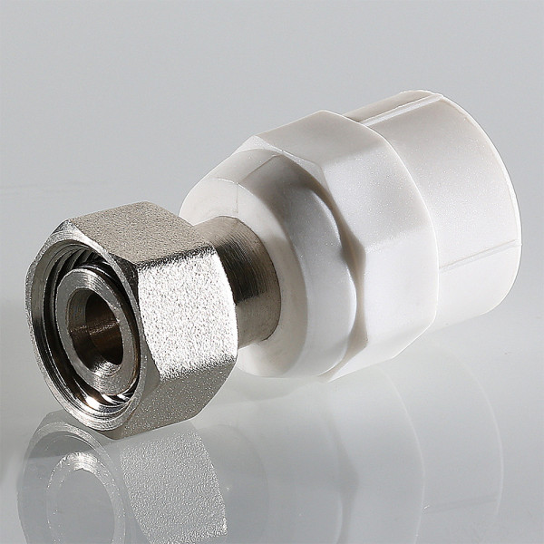 Переход с накидной гайкой PP-R 20*1/2"(16) VALTEC (латунь, белый) VTp.708.K.02004