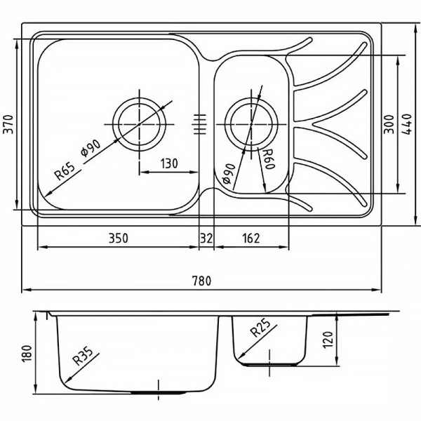 Мойка для кухни врезная Iddis Arro S 78x44 с сифоном нержавеющая сталь шелк (ARR78S1i77S)