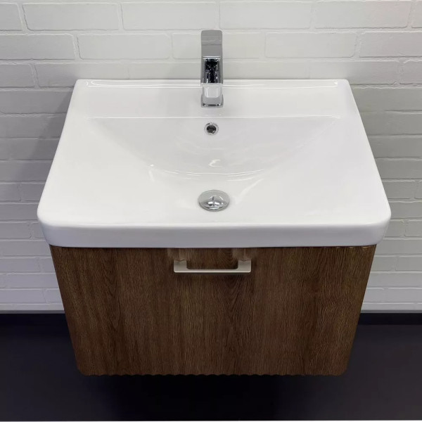 Тумба подвесная с раковиной Comforty Ангара 600x30x460 дуб темно-коричневый (00-00021035)