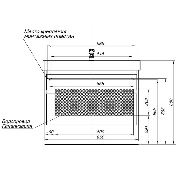 Тумба подвесная Aquanet Nova Lite 100 (SLIM SYNERGY) дуб рошелье, 2 ящика (00249941)