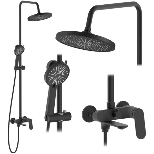 Душевая система с изливом Rea Marco Black mat (REA-P8545)