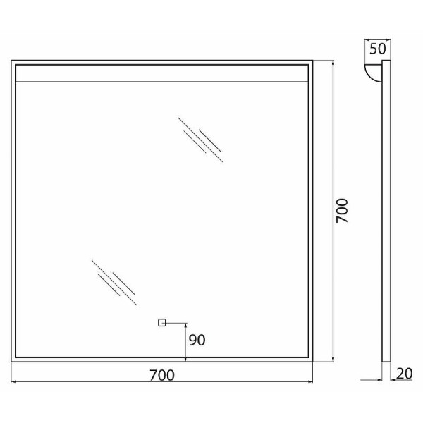 Зеркало с подсветкой BelBagno SPC-UNO 70x80 (SPC-UNO-700-700-TCH)