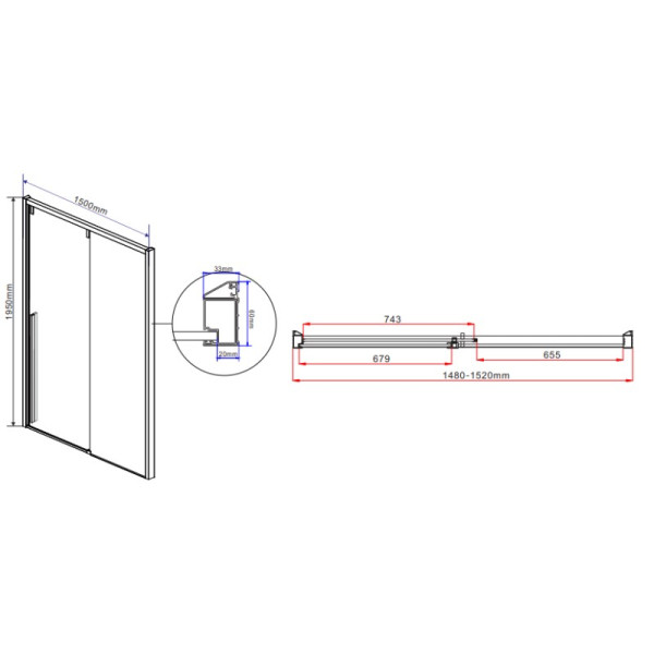 Душевая дверь Vincea Lugano VDS-1L-1 1500х1950 стекло прозрачное, профиль хром (VDS-1L150CL-1)