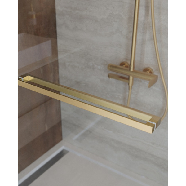 Душевой уголок Cezares Lux 90x90x195 стекло прозрачное, профиль брашированное золото (LUX-A-FS-1-90-C-BORO)