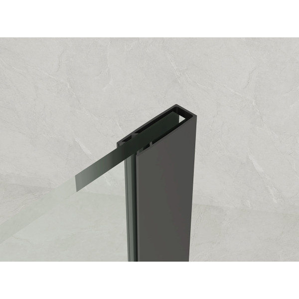 Душевое ограждение Loranto Walk-In 80x200 стекло прозрачное/лофт клетка, профиль черный матовый (CS-W02B-80)