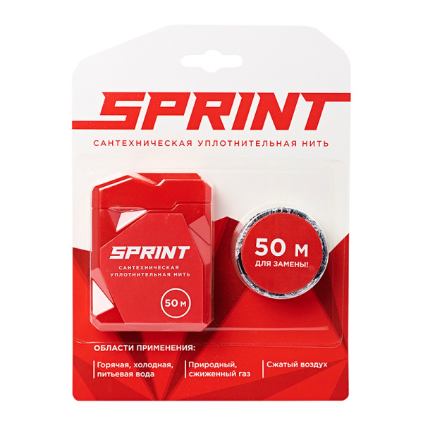 Нить уплотнительная Sprint 50 м. бокс+50 м. катушка блистер Сантехмастергель (4630009040613)