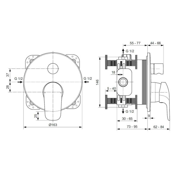 Смеситель для ванны и душа Ideal Standard Ceraflex хром (A6725AA) Смеситель для ванны и душа Ideal Standard Ceraflex хром (A6725AA)