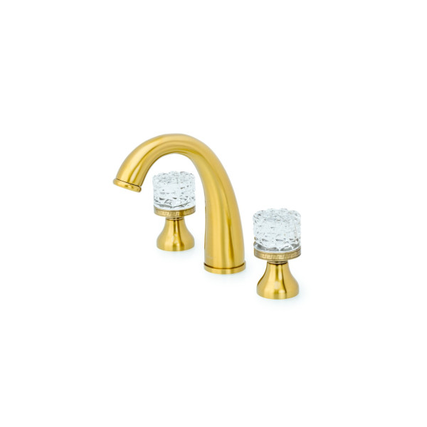 Смеситель для раковины на 3 отверстия Boheme Crystal бронзовый (317-CRST)