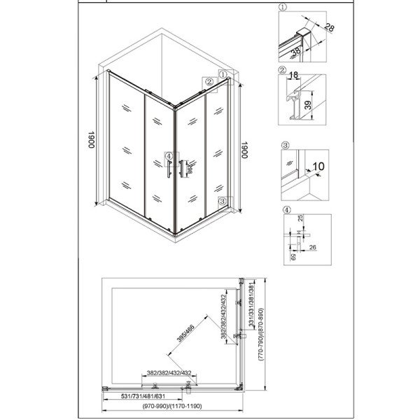 Душевой уголок Veconi RV30 120x80 стекло прозрачное, профиль хром (RV30-12080PR-01-19C3)