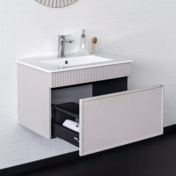 Тумба подвесная с раковиной Comforty Мадрид 700x460x465 серый шёлк (00-00020643)