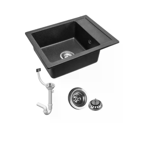 Мойка для кухни Rea rino black Nakrapiany гранит 52x49x21 черная с вкраплением (ZLE-00104)