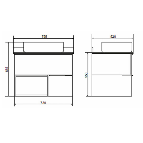 Тумба подвесная Comforty Штутгарт 750x520x685 дуб темно-коричневый (00-00001884)
