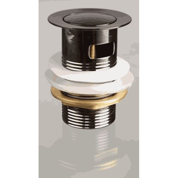 Донный клапан для раковины TeRma 1 1/4" (32 мм.) Click-Clack (с маленькой кнопкой и переливом, black pearl) (10103)