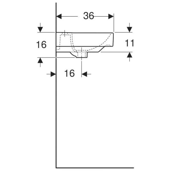 Раковина подвесная Geberit Smyle Square 45х36 с отверстием под смеситель и перелив, белая (500.222.01.1)